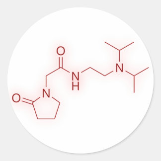 Pegatina Redonda Estructura química de Pramiracetam
