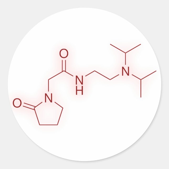 Pegatina Redonda Estructura química de Pramiracetam (Anverso)