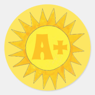 Pegatina Redonda Estudiante brillante recompensa a profesor amarill
