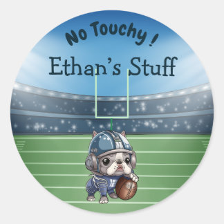 Pegatina Redonda Estudiante de bulldog francés de mariscal de campo