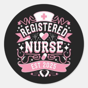 Pegatina Redonda Estudiante de Enfermería de Enfermería Registrada 