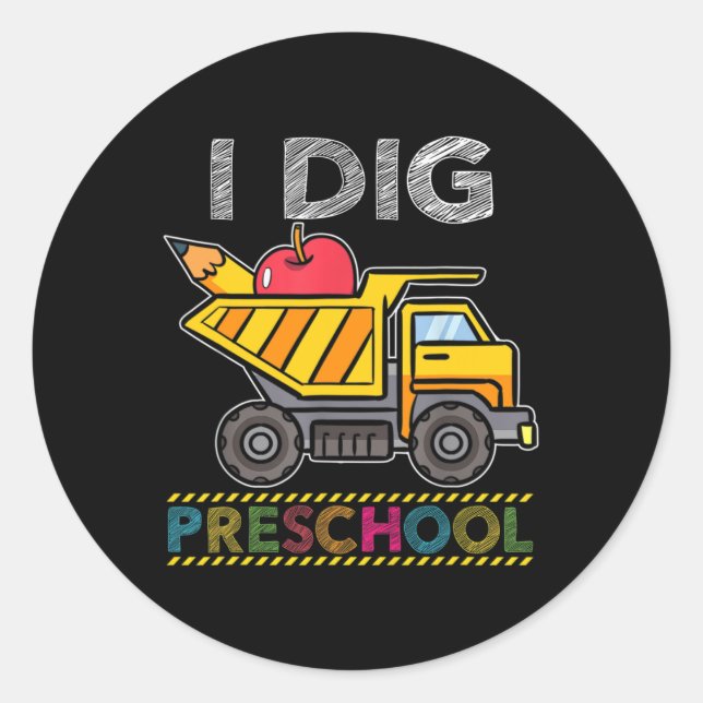 Pegatina Redonda Estudiante de la Escuela de Camión Preescolar Niño (Anverso)