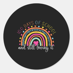Pegatina Redonda Estudiante Del Arcoiris Feliz 100 Días De Chica Es