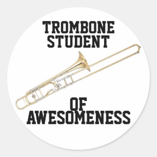 Pegatina Redonda Estudiante del Trombone de Awesomeness