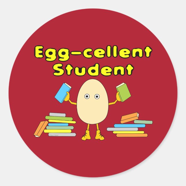 Pegatina Redonda Estudiante Eggcellent (Anverso)