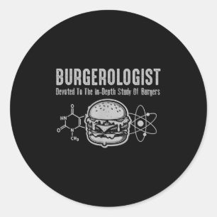Pegatina Redonda Estudio Burgerólogo De La Graciosidad De Bbq Para 