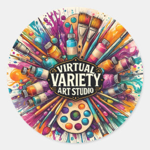 Pegatina Redonda Estudio de Arte Variado Virtual – Salpicadura de P