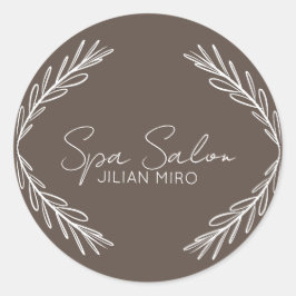 Pegatina Redonda Estudio de belleza Branch Salon Brown