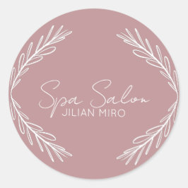 Pegatina Redonda Estudio de Belleza Branch Salon Pink