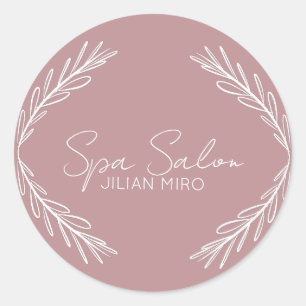 Pegatina Redonda Estudio de Belleza Branch Salon Pink