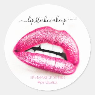 Pegatina Redonda Estudio de belleza de artista de maquillaje con la