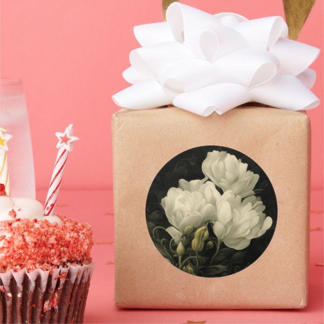 Pegatina Redonda Estudio de una peonía (Fiesta)