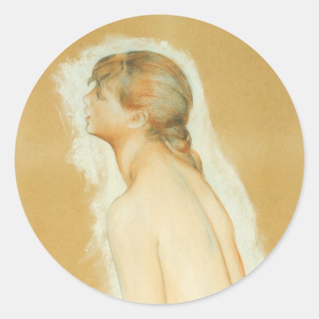 Pegatina Redonda Estudio para "Las grandes madres" de Pierre Renoir (Anverso)