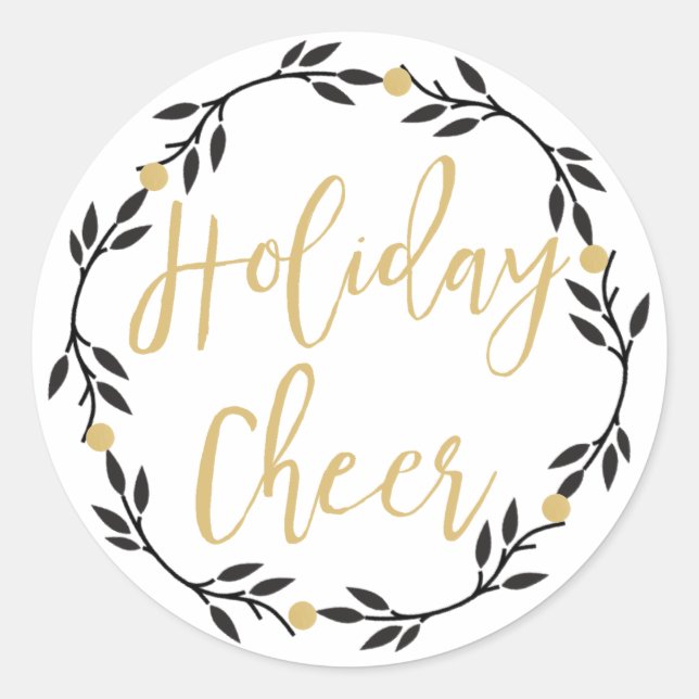 Pegatina Redonda Estúpido coraje negro con berries de oro, (Anverso)