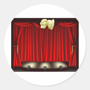 Pegatina Redonda Etapa del teatro con las máscaras