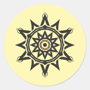 Pegatina Redonda Eterna armonía Mandala — Geometría divina en oro