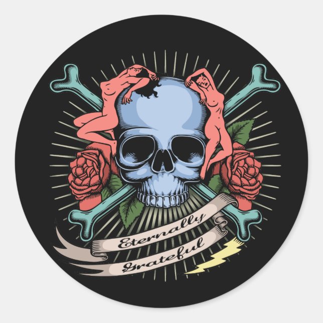 Pegatina Redonda Eternamente agradecido (Anverso)