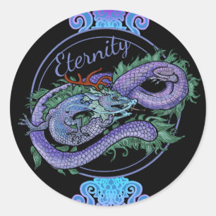 Pegatina Redonda Eternidad del dragón oriental