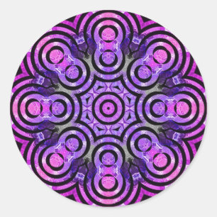 Pegatina Redonda Eternity Eight Energy Groovy Purple Mandala