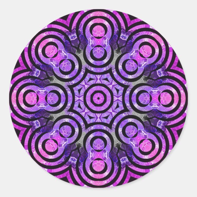 Pegatina Redonda Eternity Eight Energy Groovy Purple Mandala (Anverso)