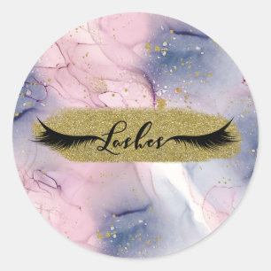 Pegatina Redonda Ethereal Periwinkle Pink Gold Inky Fantasy Lashes