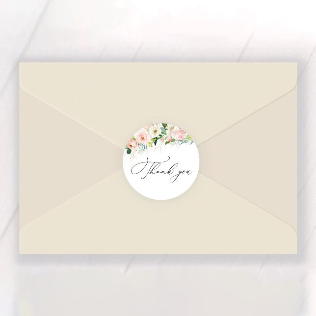 Pegatina Redonda Ethereal Rubor Rosa Rosa Rosal Ducha Bridal (Subido por el creador)