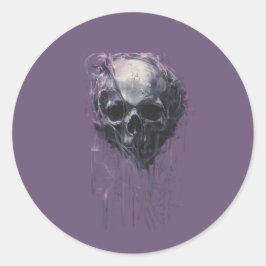 Pegatina Redonda Ethereal Skull Abstract Grunge Dark Art