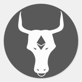 Pegatina Redonda Ethereum Bull