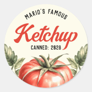 Pegatina Redonda Etiquetado de estilo vintage para Ketchup de tomat