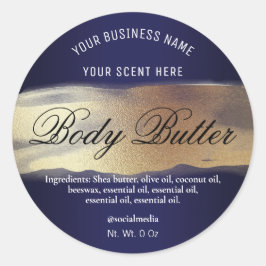 Pegatina Redonda Etiquetas Azul Y Oro De La Marina