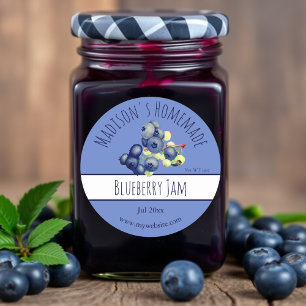 Pegatina Redonda Etiquetas caseras Blueberry Jam Jar