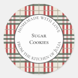 Pegatina Redonda Etiquetas clásicas de comida a cuadros para regalo