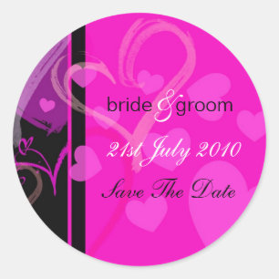 Pegatina Redonda Etiquetas - Corazón místico - Negro/Rosa