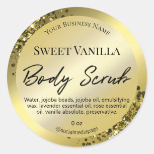 Pegatina Redonda Etiquetas De Basura De Lujo Y Glam Gold