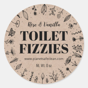 Pegatina Redonda Etiquetas de bombas de inodoro con flores de bonit