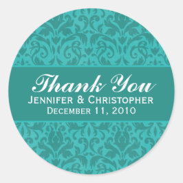 Pegatina Redonda Etiquetas de casamiento redondo de Damasco turques