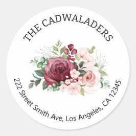 Pegatina Redonda Etiquetas de dirección de devolución de floral