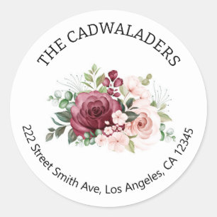 Pegatina Redonda Etiquetas de dirección de devolución de floral