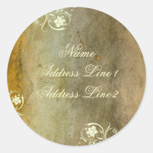 Pegatina Redonda Etiquetas de direcciones de oro del Decán Urbano