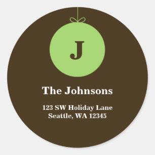 Pegatina Redonda Etiquetas de direcciones del Monograma del Ornamen