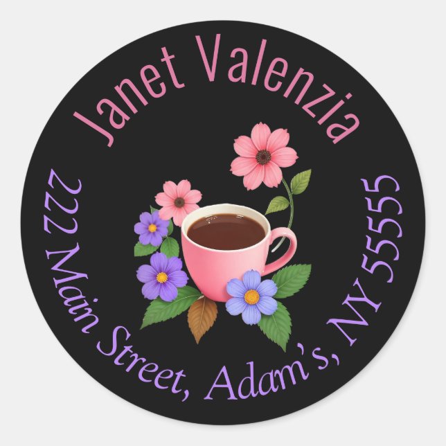 Pegatina Redonda Etiquetas de direcciones redondas (Anverso)