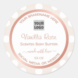 Pegatina Redonda Etiquetas de embalaje de productos blancos y rosas