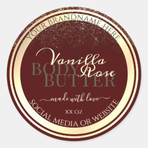 Pegatina Redonda Etiquetas de embalaje de productos de Borgoña y Or
