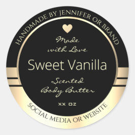 Pegatina Redonda Etiquetas de embalaje de productos de lujo negro y