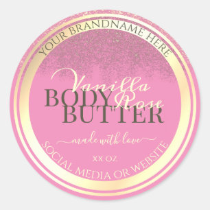 Pegatina Redonda Etiquetas de empaquetado de productos rosados con 