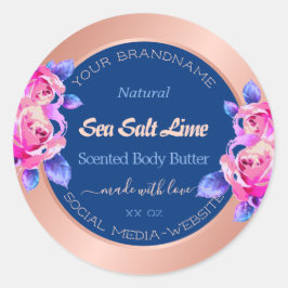 Pegatina Redonda Etiquetas de envasado de productos azules de oro d