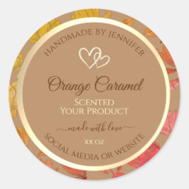 Pegatina Redonda Etiquetas de envasado de productos florales beige 