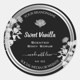 Pegatina Redonda Etiquetas de envasado de productos florales en bla