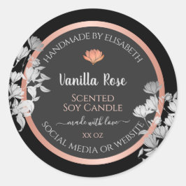 Pegatina Redonda Etiquetas de envasado de productos florales en neg