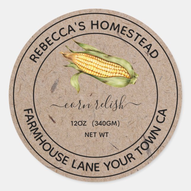 Pegatina Redonda Etiquetas de frasco de conservas de papel Kraft Re (Anverso)